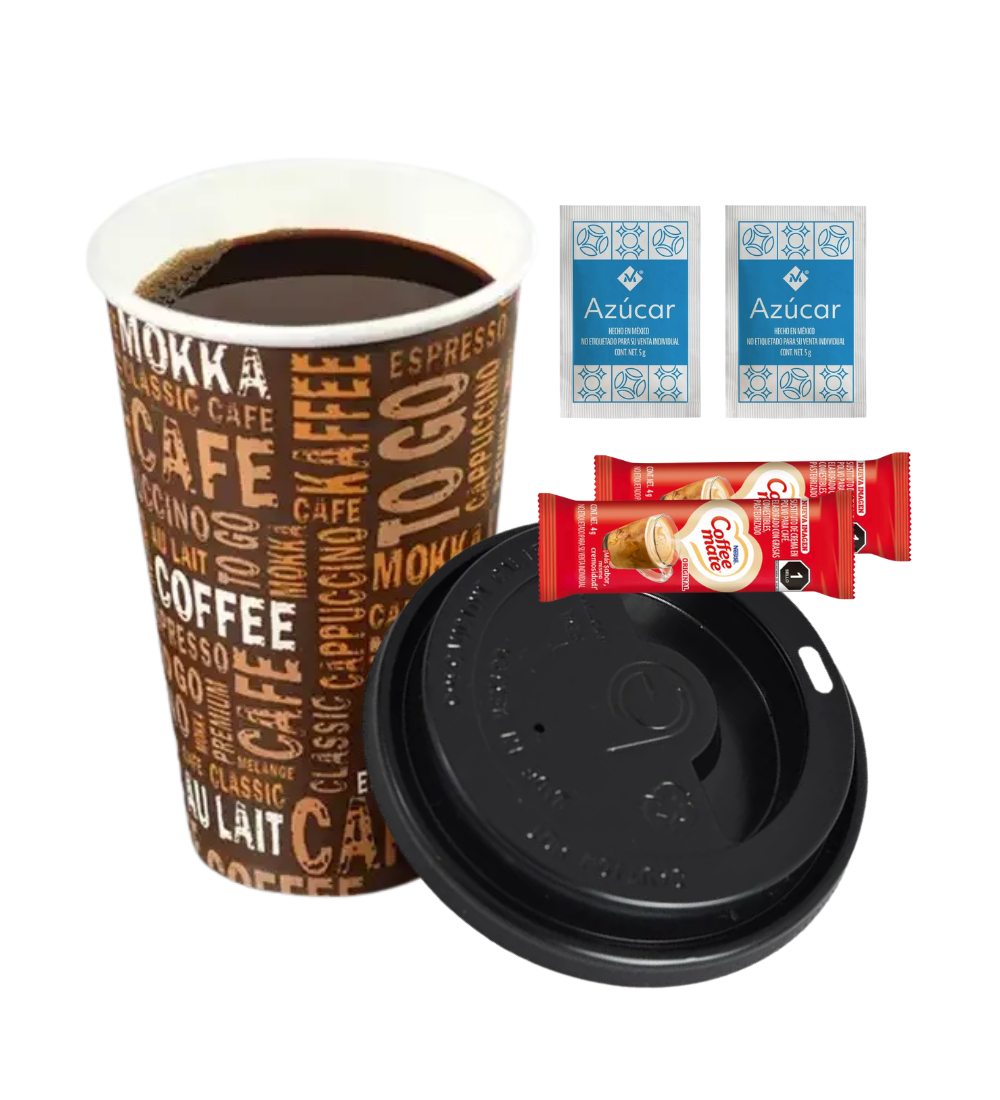 Café Americano 12 Oz Con Azúcar y Coffe Mate 