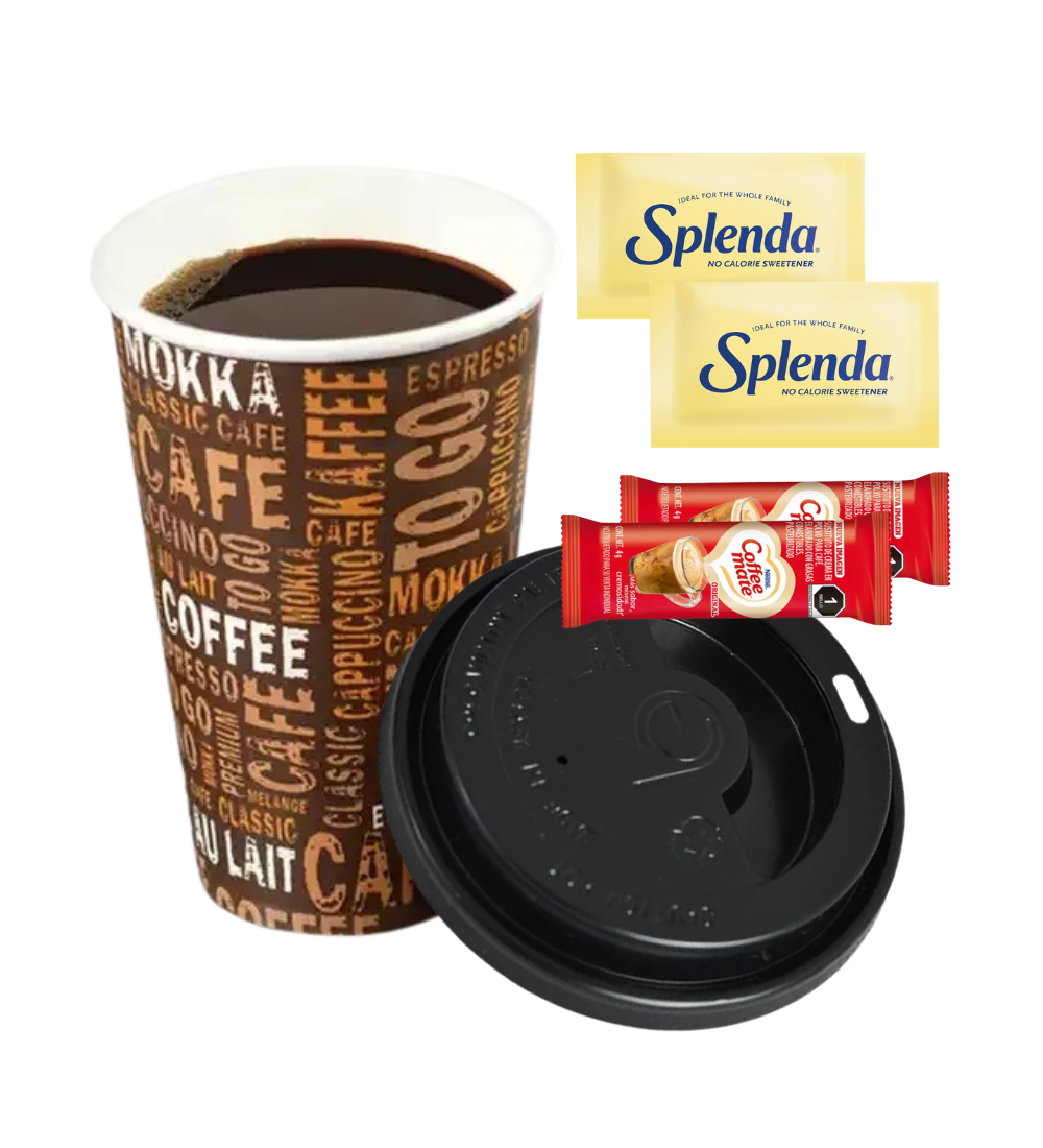 Café Americano 12 Oz Con Splenda y Coffe Mate 